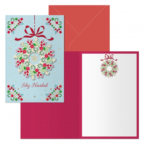 dohe poppy pack de 6 tarjetas de felicitacion navideña con sobre tamaño cerrada 11.5x17cm, abierta 23x17cm papel offset impresas a todo color