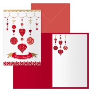 dohe carrusel pack de 6 tarjetas de felicitacion navideña con sobre tamaño cerrada 11.5x17cm, abierta 23x17cm papel offset impresas a todo color