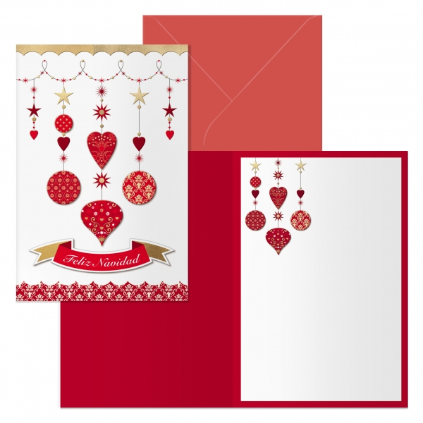 dohe carrusel pack de 6 tarjetas de felicitacion navideña con sobre tamaño cerrada 11.5x17cm, abierta 23x17cm papel offset impresas a todo color