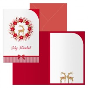 dohe saami pack de 6 tarjetas de felicitacion navideña con sobre tamaño cerrada 11.5x17cm, abierta 23x17cm papel offset impresas a todo color