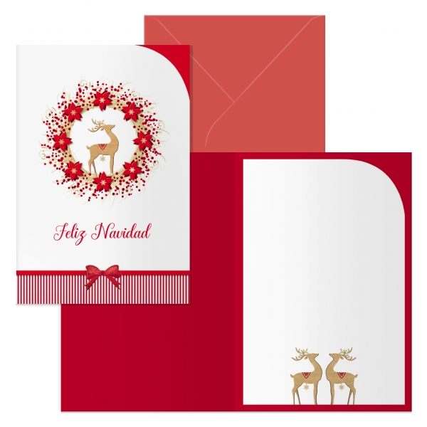 dohe saami pack de 6 tarjetas de felicitacion navideña con sobre tamaño cerrada 11.5x17cm, abierta 23x17cm papel offset impresas a todo color