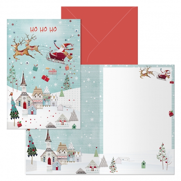 dohe laponia pack de 6 tarjetas de felicitacion navideña con sobre tamaño cerrada 11.5x17cm, abierta 23x17cm papel offset impresas a todo color