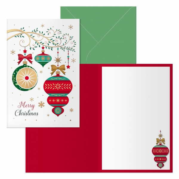 dohe cascabel pack de 6 tarjetas de felicitacion navideña con sobre tamaño cerrada 11.5x17cm, abierta 23x17cm papel offset impresas a todo color
