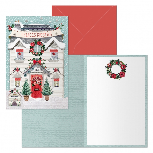 dohe paz pack de 6 tarjetas de felicitacion navideña con sobre tamaño cerrada 11.5x17cm, abierta 23x17cm papel offset impresas a todo color
