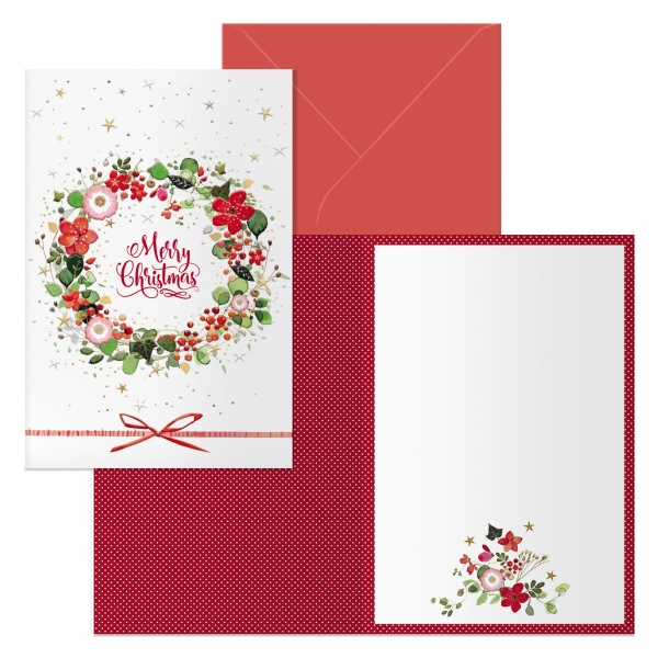 dohe deseos pack de 6 tarjetas de felicitacion navideña con sobre tamaño cerrada 11.5x17cm, abierta 23x17cm papel offset impresas a todo color