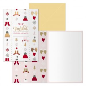 dohe winter pack de 6 tarjetas de felicitacion navideña con sobre tamaño cerrada 11.5x17cm, abierta 23x17cm papel offset impresas a todo color