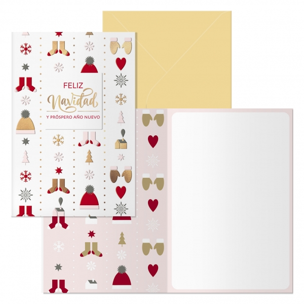 dohe winter pack de 6 tarjetas de felicitacion navideña con sobre tamaño cerrada 11.5x17cm, abierta 23x17cm papel offset impresas a todo color