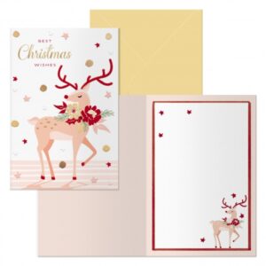 dohe nara pack de 6 tarjetas de felicitacion navideña con sobre tamaño cerrada 11.5x17cm, abierta 23x17cm papel offset impresas a todo color