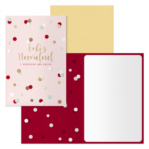 dohe copos pack de 6 tarjetas de felicitacion navideña con sobre tamaño cerrada 11.5x17cm, abierta 23x17cm papel offset impresas a todo color