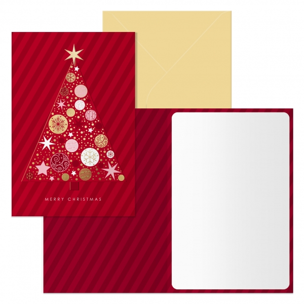 dohe abeto pack de 6 tarjetas de felicitacion navideña con sobre tamaño cerrada 11.5x17cm, abierta 23x17cm papel offset impresas a todo color