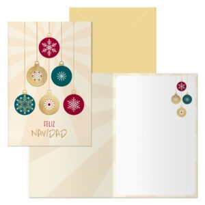 dohe balls pack de 6 tarjetas de felicitacion navideña con sobre tamaño cerrada 11.5x17cm, abierta 23x17cm papel offset impresas a todo color