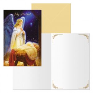 dohe angel pack de 6 tarjetas de felicitacion navideña con sobre tamaño cerrada 11.5x17cm, abierta 23x17cm papel offset impresas a todo color