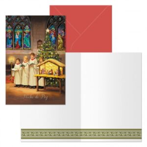 dohe coro pack de 6 tarjetas de felicitacion navideña con sobre tamaño cerrada 11.5x17cm, abierta 23x17cm papel offset impresas a todo color