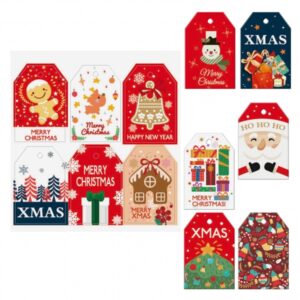 dohe navidad pack de 48 etiquetas para regalos diseños navidad tamaño 4,6x6,8cm troqueladas sobre cartulina incluyen cordon