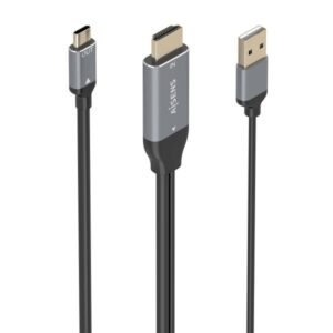 aisens cable conversor aluminio hdmi v2.0 a usb c 4k@60hz hdmi/m+usb a/m usb c/m 1.8m color gris