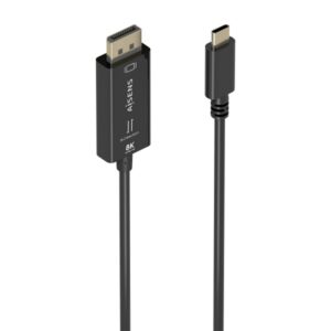 aisens cable conversor bidireccional usb c a displayport 8k@60hz usb c/m dp/m 1.8m color negro