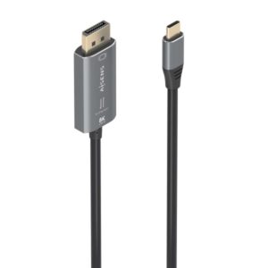 aisens cable conversor aluminio bidireccional usb c a displayport 8k@60hz usb c/m dp/m 1.8m color gris