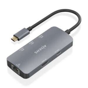 aisens usb c dock 6 en 1 usb c a 1xhdmi 1xrj45 3xusb a 1xusb c pd 15cm color gris