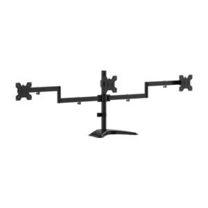 aisens soporte de mesa con peana eco giratorio e inclinable para 3 monitores 10kg (3 pivotes 2 brazos) de 13 27" color negro