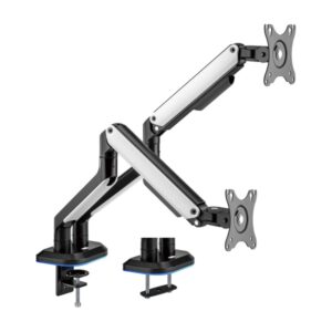 aisens soporte de mesa rgb gaming contrapeso giratorio e inclinable para monitor/tv 9kg (3 pivotes 2 brazos) de 17 32" color varios