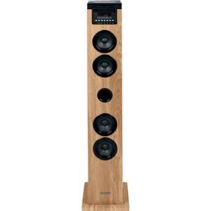 thomson cosy ds122cd torre de sonido 60w bluetooth 5.0 reproductor de cd entrada aux 3,5mm, usb y lector de tarjetas sd/mmc mando a distancia color madera/negro