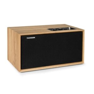 thomson ws502 altavoz 100w bluetooth 5.0 caja de madera frente desmontable entrada rca, usb, aux in color madera