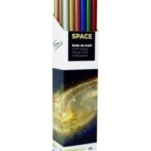fabrisa space 6c expositor de 30 rollos de papel regalo papel kraft verjurado de 70gr medidas del rollo 1x3m colores metalizados surtidos