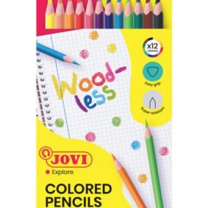 jovi woodless pack de 12 lapices de colores forma triangular minas resistentes sin madera colores surtidos