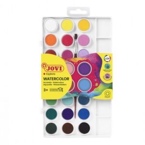jovi pack de 24 acuarelas en pastilla 22mm + pincel brillantes facilmente mezclables colores surtidos