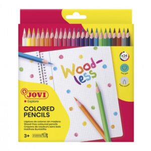 jovi woodless pack de 24 lapices de colores forma triangular minas resistentes sin madera colores surtidos