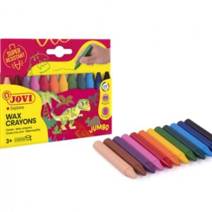 jovi jumbo estuche de 12 ceras redondeadas resistentes no manchan colores surtidos