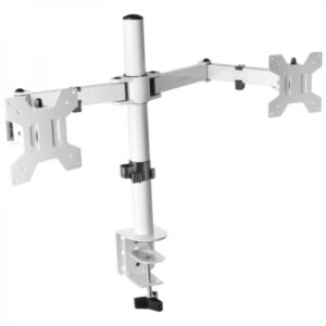 mars gaming marm2 soporte monitor dual brazos articulados gestion de cableado ajuste de altura estructura robusta rotacion 360º color blanco
