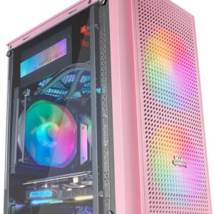 mars gaming mc300 caja gaming compacta ventana cristal templado 3 ventiladores frgb rejilla frontal total mesh soporte micro atx/mini itx iluminacion rgb color rosa