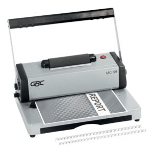gbc mc59 encuadernadora a4 de espiral metalica encuaderna hasta 450 hojas perfora hasta 20 hojas alicate de corte incluido color gris/negro