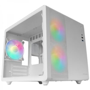 mars gaming mc mpro caja compacta profesional doble camara refrigeracion triple cristal templado panel de malla soporte liquido 240mm color blanco