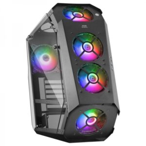 mars gaming mc51 torre premium 5 ventiladores argb controladora con mando doble ventana cristal templado 40 efectos rgb chroma color negro