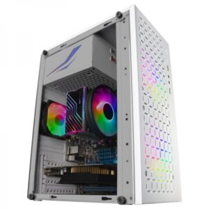 mars gaming mc core minitorre gaming rejilla metal mesh ventana lateral 2 ventiladores frgb soporte micro atx/mini itx almacenamiento versatil color blanco