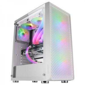 mars gaming mc f semitorre gaming 4 ventiladores argb ventana cristal templado soporte refrigeracion liquida color blanco