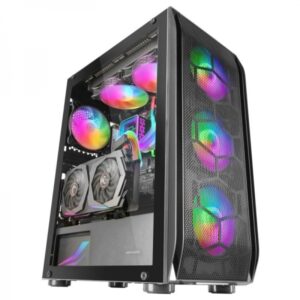 mars gaming mc kx caja pc refrigeracion maxima con 5 ventiladores sistema cpu freezer compatible con refrigeracion liquida iluminacion argb color negro