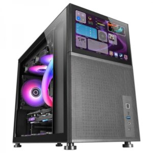 mars gaming mc lcd caja pc gaming diseño compacto micro atx pantalla lcd ips 8" conectividad usb c y usb 3.0 soporte refrigeracion liquida expansion amplia color negro