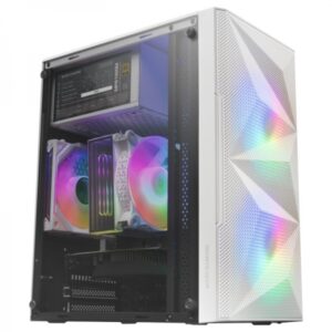 mars gaming mc me minitorre ventana cristal templado 2 ventiladores frgb soporte microatx/mini itx iluminacion rgb avanzada color blanco