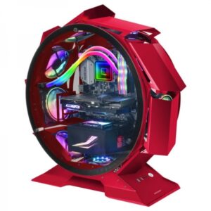mars gaming mcorb torre circular gaming premium doble cristal templado refrigeracion extrema para 9 ventiladores interior xl color rojo