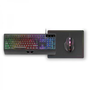 mars gaming mcp124 combo gaming 3en1 teclado h mech frgb raton rgb switches huano alfombrilla nanotextil rainbow compatibilidad multiplataforma color negro