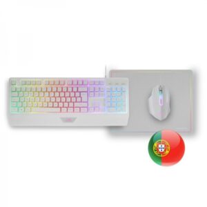 mars gaming mcp124 combo gaming 3en1 teclado h mech rgb raton rgb switches huano alfombrilla nanotextil rainbow compatibilidad multiplataforma color blanco