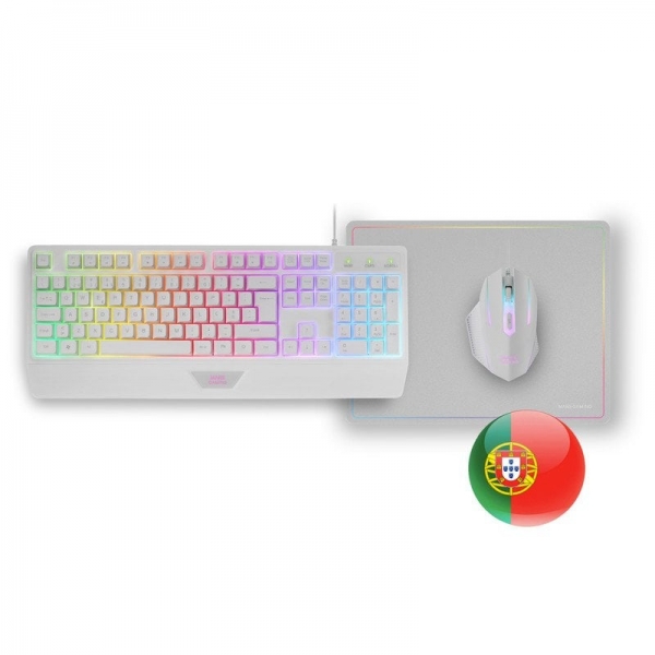 mars gaming mcp124 combo gaming 3en1 teclado h mech rgb raton rgb switches huano alfombrilla nanotextil rainbow compatibilidad multiplataforma color blanco