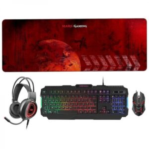 mars gaming mcprgb2 combo gaming teclado rgb rainbow raton 4000dpi rgb flow auriculares rgb flow alfombrilla xxl maxima compatibilidad color varios