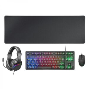 mars gaming mcp rgb3 combo gaming 4en1 teclado tkl h mech red raton rgb flow 3200 dpi auriculares frgb rainbow alfombrilla xxl antideslizante color negro