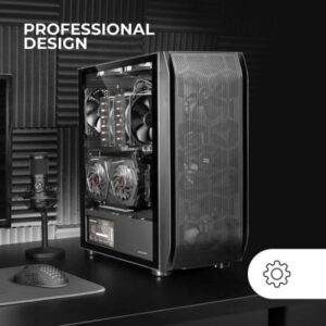 mars gaming mc pro2 torre pc 5 ventiladores ultra silenciosos soporte refrigeracion liquida ventana cristal templado color negro