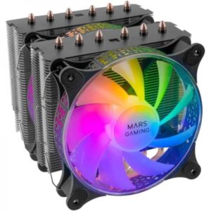 mars gaming mcpu xt disipador rendimiento extremo 300w tdp doble torre 6 heatpipes hct argb compatible multisocket universal instalacion facil color negro