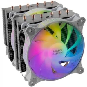 mars gaming mcpu xt disipador soporta cpus hasta 300w doble torre 6 heatpipes argb compatible multisocket universal montaje sencillo color blanco